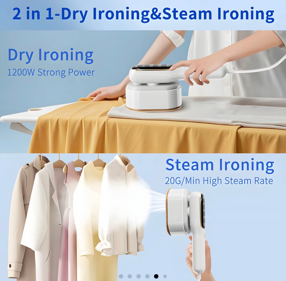 Portable 2-in-1 Steamer and Iron
